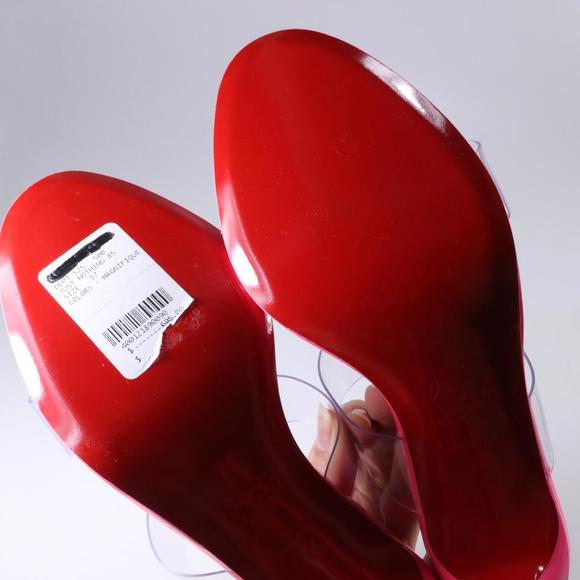 Just Nothing Pink Magnifique PVC Clear 85mm Patent Clear Mules d286 - Picture 7 of 11